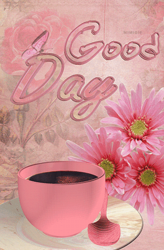 Надпись Good Day и чашка кофе