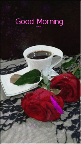 Чай, розы и бабочка